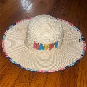 NWOT SIMPLY SOUTHERN -Colorful 'Happy' Straw Sun Hat